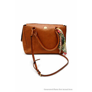 Anne Klein Brown Shoulder Bag Classic Structured Handbag Gold Logo Charm